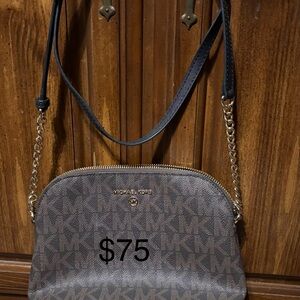 Michael Kors Monogram Crossbody Bag in Brown and Black